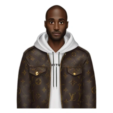 Virgil Abloh with louis Vuitton jacket sticker