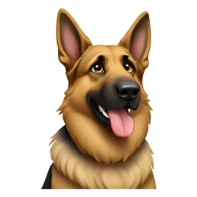 German shepherd with idea sticker