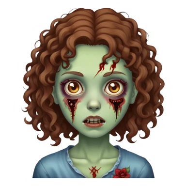 girl zombie with Brown curly hair  sticker