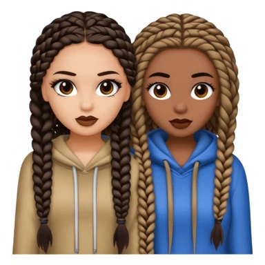 Boujy baddie best friends, trendy heavy makeup both dark hair one light skinned and one mocha brown micro braids  sticker