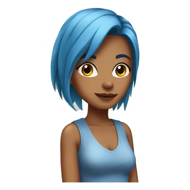a girl with tan skin, straight blue hair, brown eyes, standing,very beautiful,very hot sticker