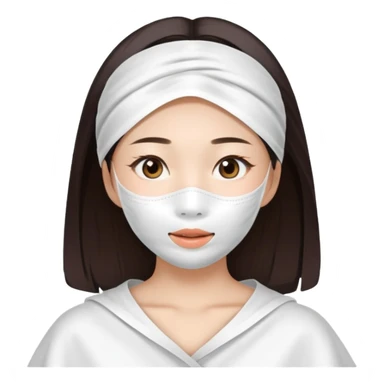 Super cute Asian girl with large white sheet mask pack sticker