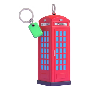 London red phone box keyring, shiny and rounded sticker