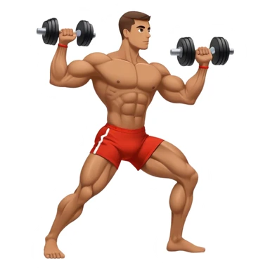 side-view bodybuilder dumbbell lunges sticker