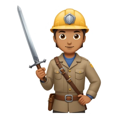 Railway engineer with a sword sticker