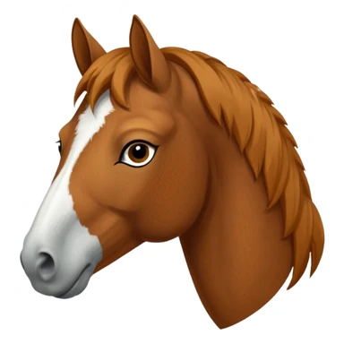 Head of a sorrel horse with a wide white blaze from his forehead, under his forelock, running down his face and under his muzzle, facing forward. sticker