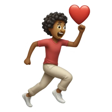 Design an emoji of a person running with a big heart beating strong. Capture the joy of cardio exercise sticker