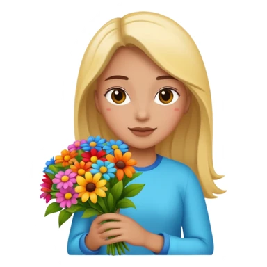 flower-holding person bouqet sticker