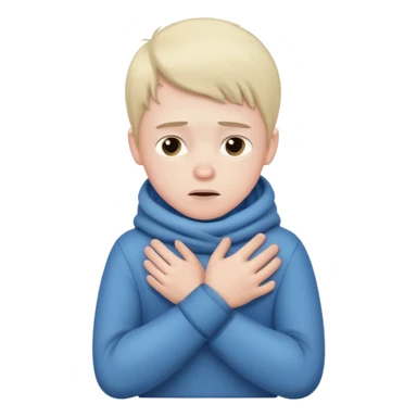 boy shivering in the cold rubbing his arms  sticker