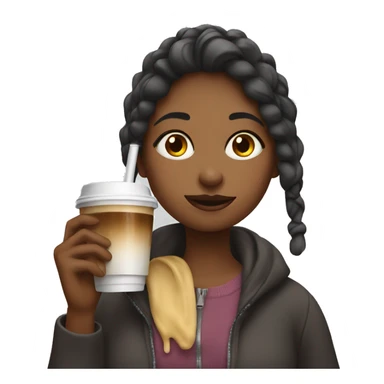 Girl drinking cold coffee  sticker