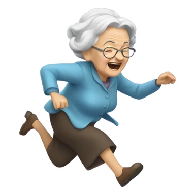 Old lady falling sticker