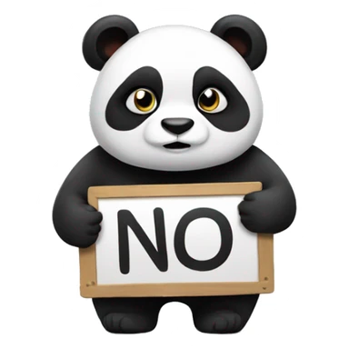 A chubby panda holding a NO sign sticker