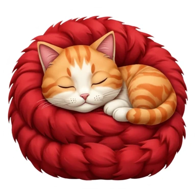 Curled Sleeping Cat red sticker