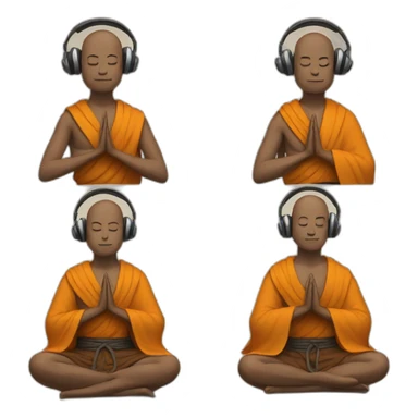 Meditating monk with headphones sticker
