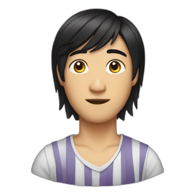 asian male with curtains haircut black hair sticker