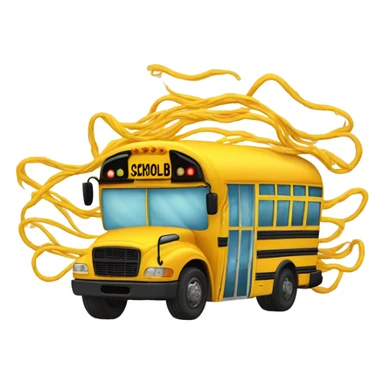 school bus with hair sticker