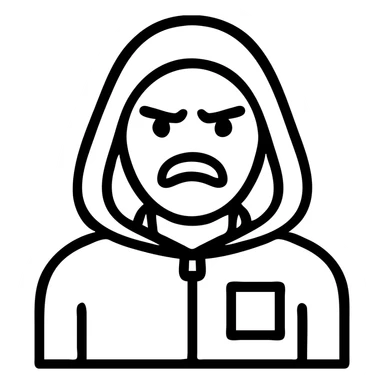 Third Squid Game Season 2 character, individual portrait, black and white, no color, simple facial features, dramatic expression sticker