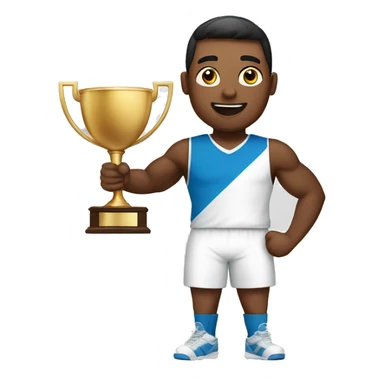 athlete with winner trophy sticker