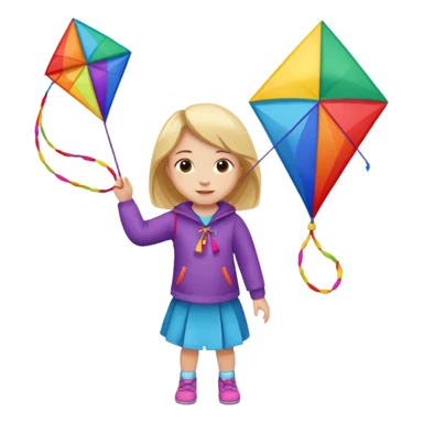 little girl kid holding kite sticker