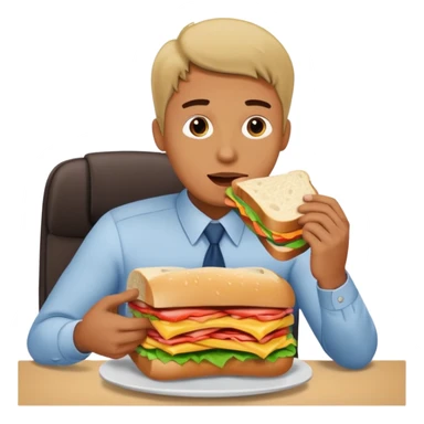 Dad eating a big sandwich in the office sticker