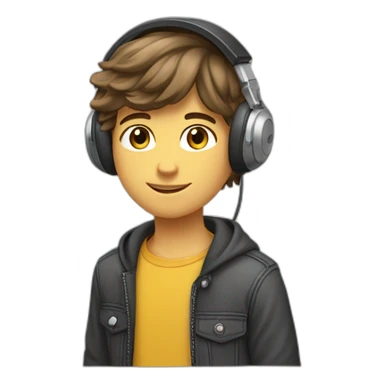 Garçon,14ans , cheveux brun,  couleur de peau blanche, casque audio sticker