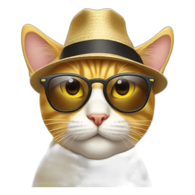 yellow cat emoji in sunglasses and hat sticker