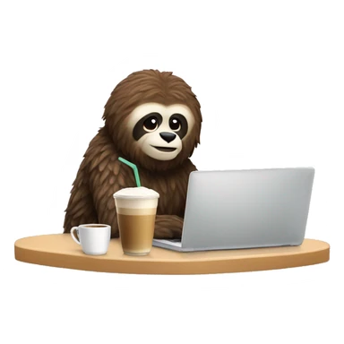 sloath with laptop and ice latte sticker