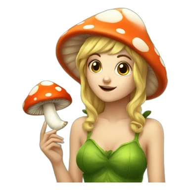 cute mushroom fairy smoking herbs sticker
