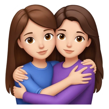 2 girl best friends hugging one brunette one brown hair sticker