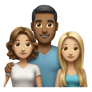 Puerto rican beard short brown hair  with blond long hair woman and brown long hair girl Family  sticker