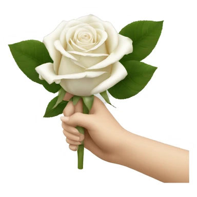 a hand holding a white rose to the camera, transparant background sticker