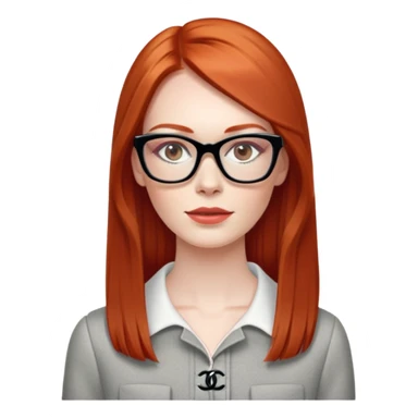 Red head long straight hair pale skin Chanel wearung glasses sticker