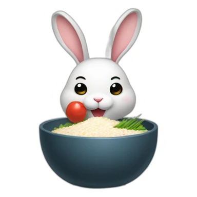 Rabbit holding a maguro rice bowl sticker