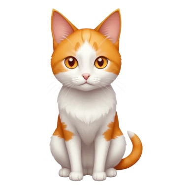 full body of tiny + skinny ginger and white cat with deep orange eyes and triangular shaped face sticker