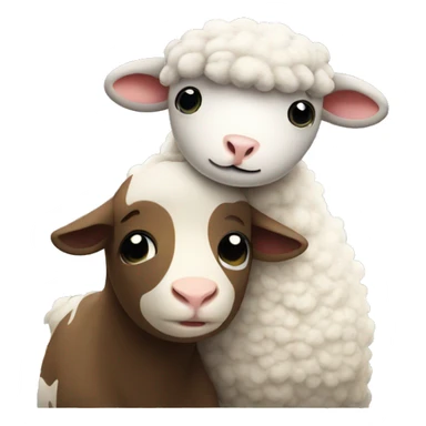 a sheep hugging a cow sticker
