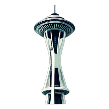 Simplified space needle, iconic, exaggerated proportions sticker