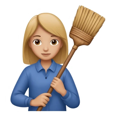 Hugging a broom sticker