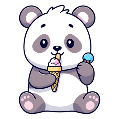 Panda eating ice cream sticker