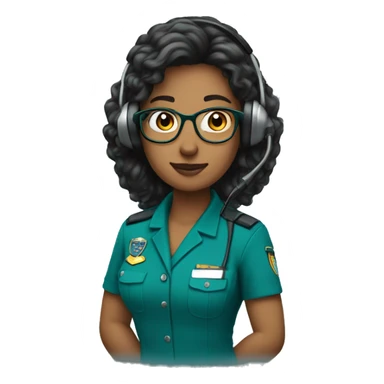 dispatcher with grown hair wearing a teal uniform with a headset on sticker