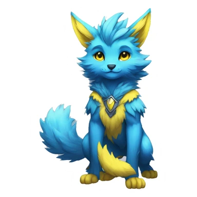 Anthro-Edgy-Cool-Blue-Yellow-Contrast-Colors-Fantasy-Fur-Sona-Chibi-Shiny-Fakémon-Hybrid full body sticker