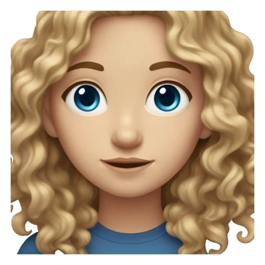 white girl with wavy/curly light brown hair and blue eyes sticker