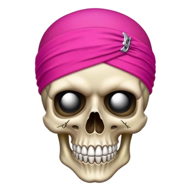 pirate skull with fuchsia headband sticker