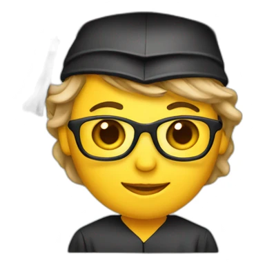 teacher wearing a graduation hat sticker