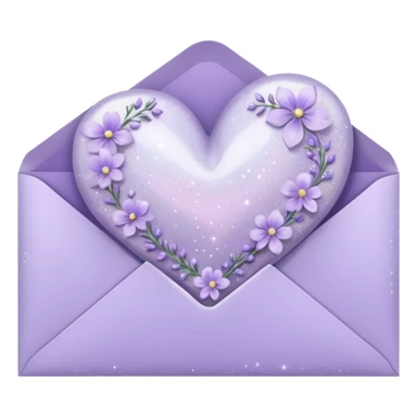 a closed pastel lavender floral heart shiny sparkly glittery aesthetic romantic vintage envelope  sticker