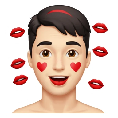 A guy with kiss mark all over his face acting crazy sticker