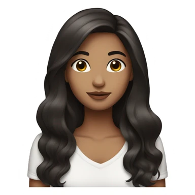 girl with long dark brown hair styled with a dyson sticker