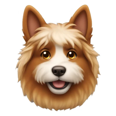 a fluffy dog with caramel fur with his ears deeply colored in brown sticker