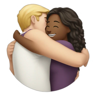 White women hug a white men sticker