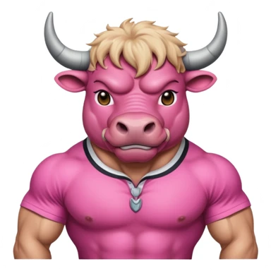 pink bull with shirt  sticker