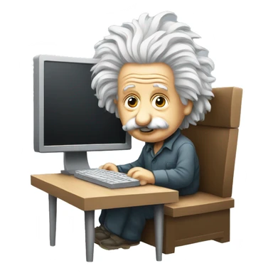 albert einstein with computer sticker